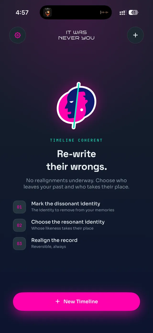 It Was Never You — home screen